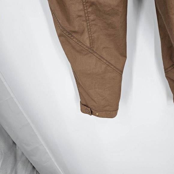Anthropologie Pants Brown Ellie Embroidered Utility Straight Leg Cropped Size 0 - Picture 7 of 8